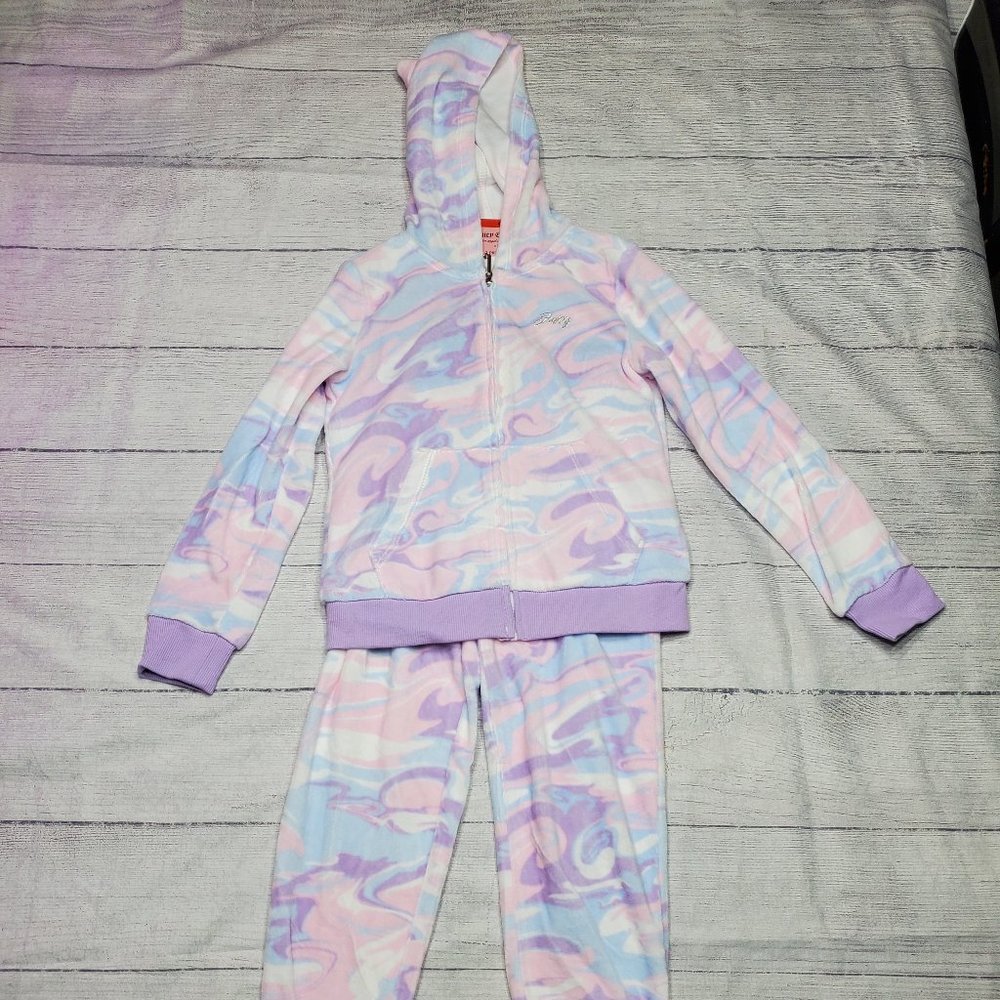Juicy Couture Girls Track Suit Size 6 Pink, Purple, White Tye-dye
